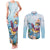 Hawaii Flamingo Couples Matching Tank Maxi Dress and Long Sleeve Button Shirt Plumeria Tropical Beach