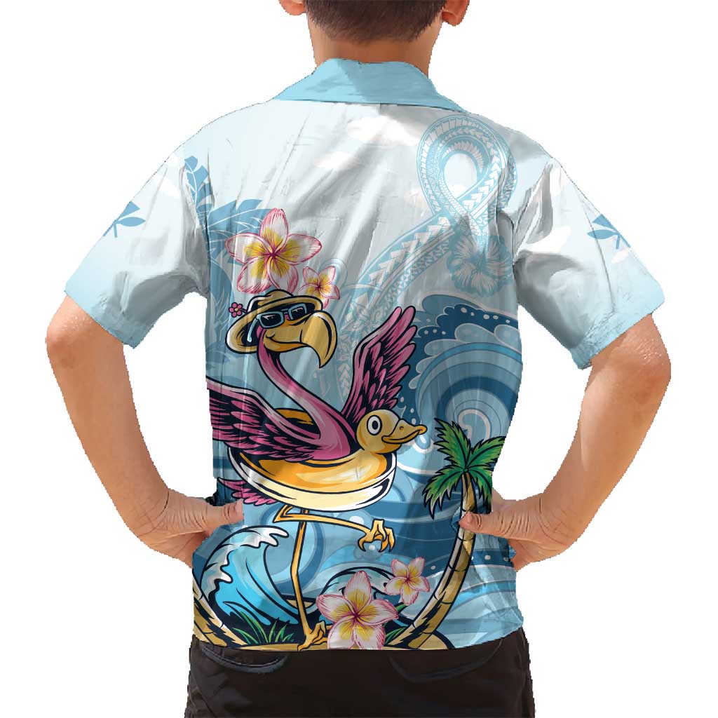 Hawaii Flamingo Family Matching Long Sleeve Bodycon Dress and Hawaiian Shirt Plumeria Tropical Beach LT01 - Polynesian Pride