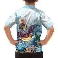 Hawaii Flamingo Family Matching Long Sleeve Bodycon Dress and Hawaiian Shirt Plumeria Tropical Beach LT01 - Polynesian Pride