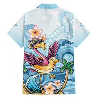 Hawaii Flamingo Family Matching Long Sleeve Bodycon Dress and Hawaiian Shirt Plumeria Tropical Beach LT01 - Polynesian Pride