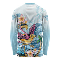Hawaii Flamingo Long Sleeve Shirt Plumeria Tropical Beach