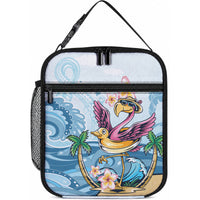 Hawaii Flamingo Lunch Bag Plumeria Tropical Beach LT01 10.2 × 8.3 × 4.3 inch Blue - Polynesian Pride