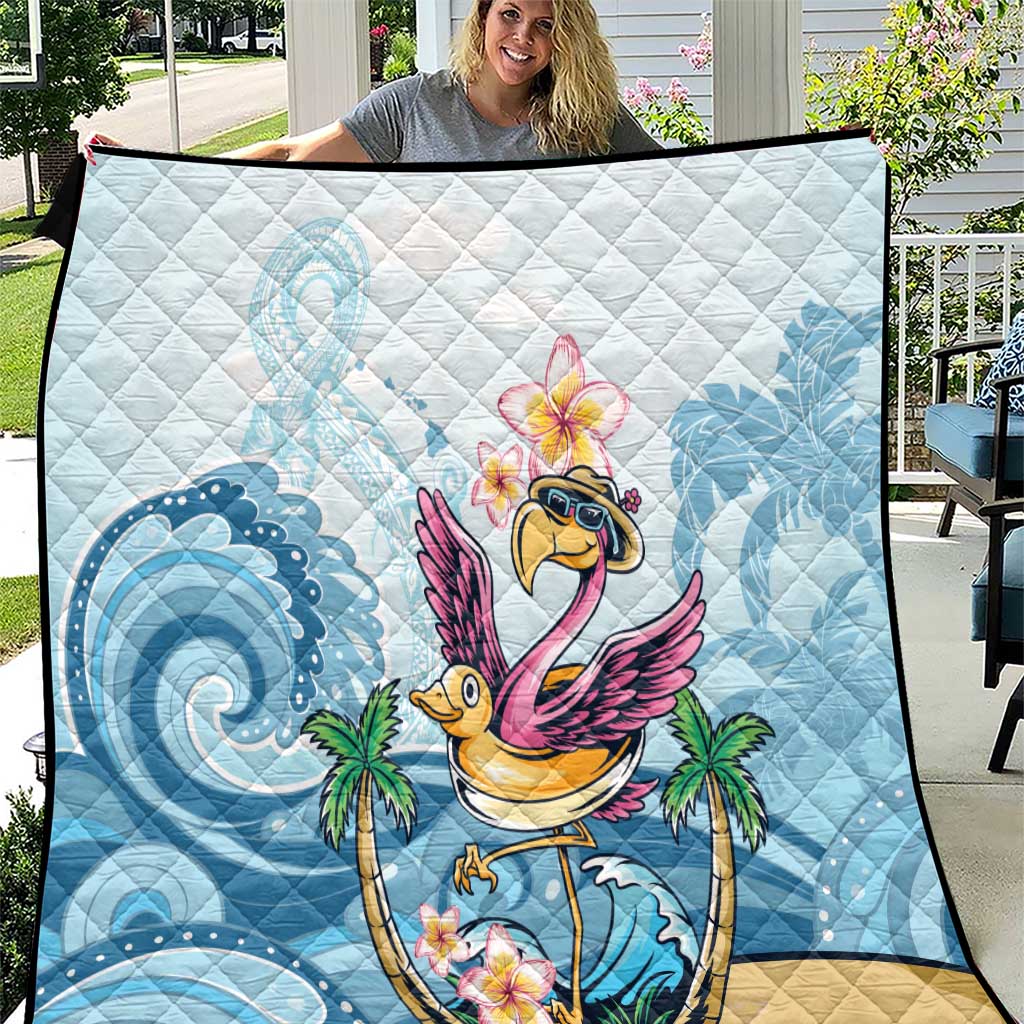 Hawaii Flamingo Quilt Plumeria Tropical Beach