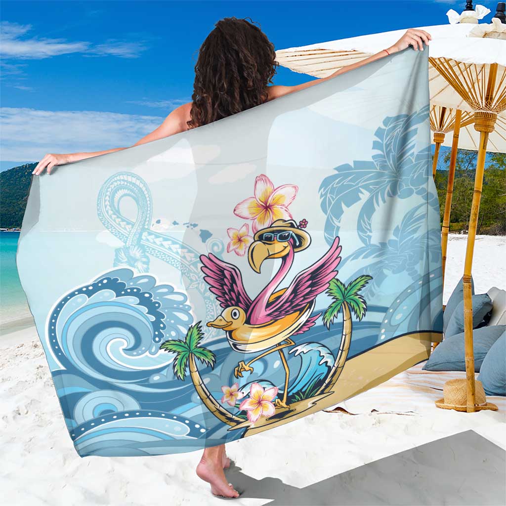 Hawaii Flamingo Sarong Plumeria Tropical Beach