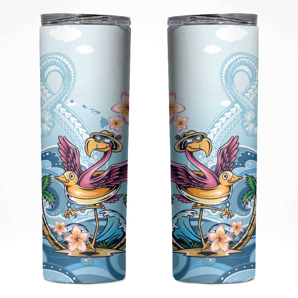 Hawaii Flamingo Skinny Tumbler Plumeria Tropical Beach