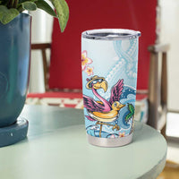 Hawaii Flamingo Tumbler Cup Plumeria Tropical Beach