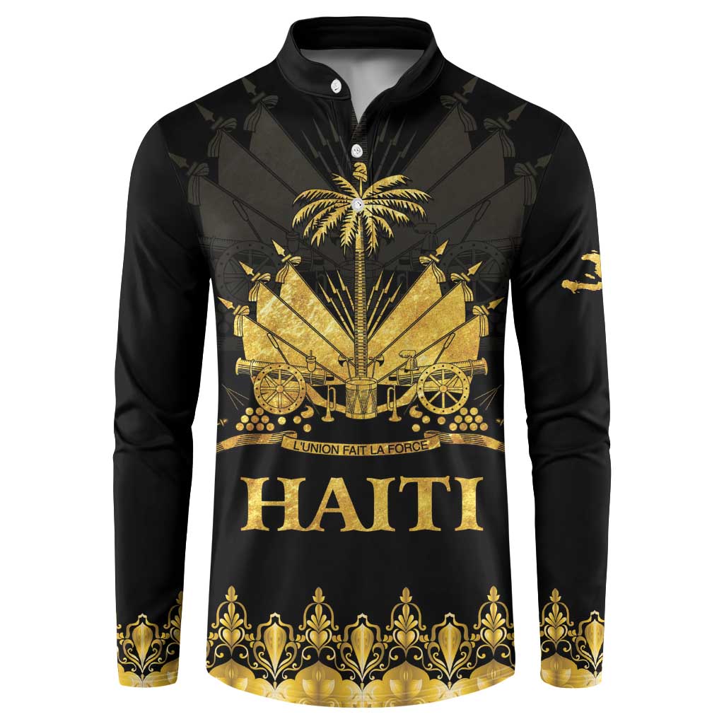 Haiti Neg Marron Gold Button Sweatshirt Lespwa pa anyen san aksyon