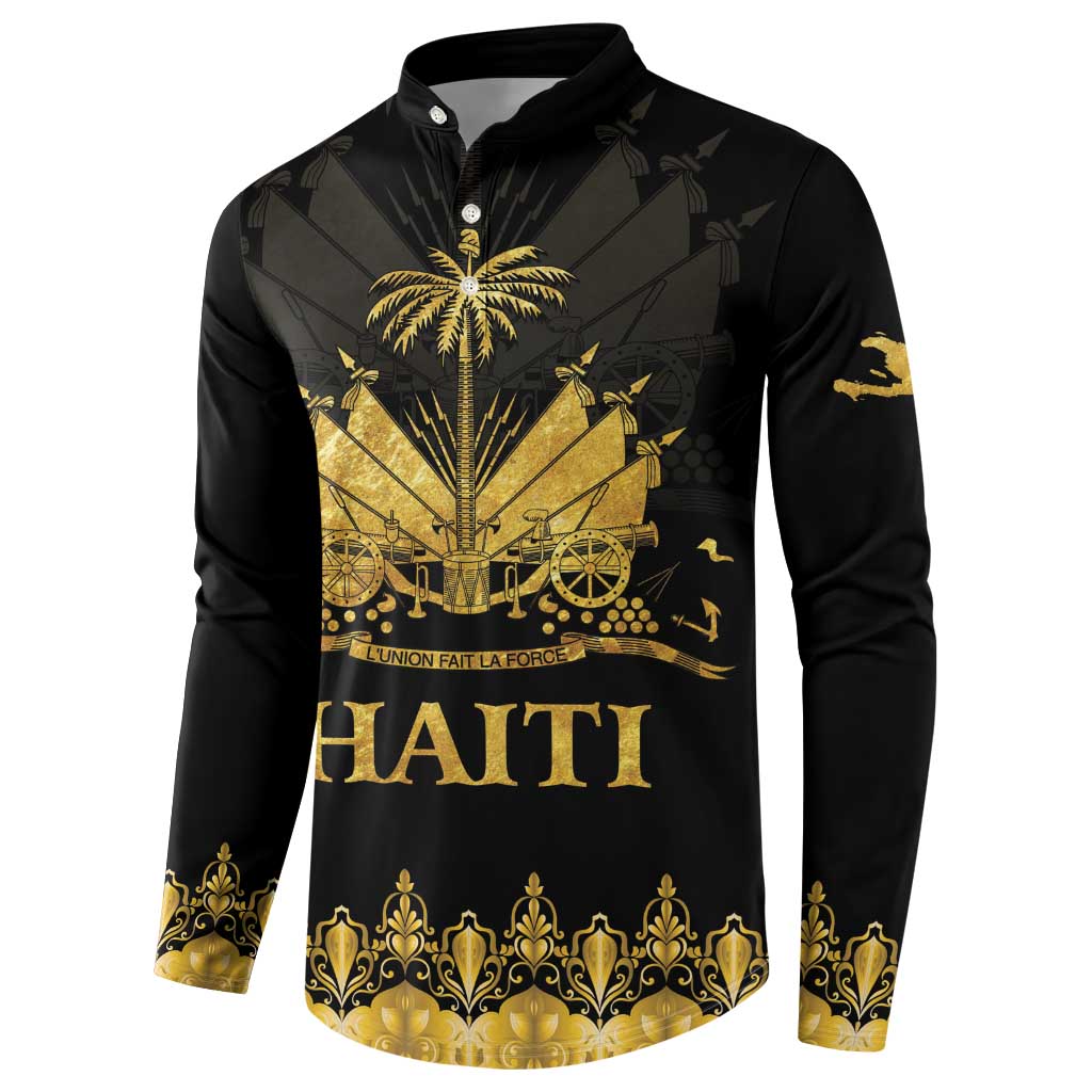 Haiti Neg Marron Gold Button Sweatshirt Lespwa pa anyen san aksyon