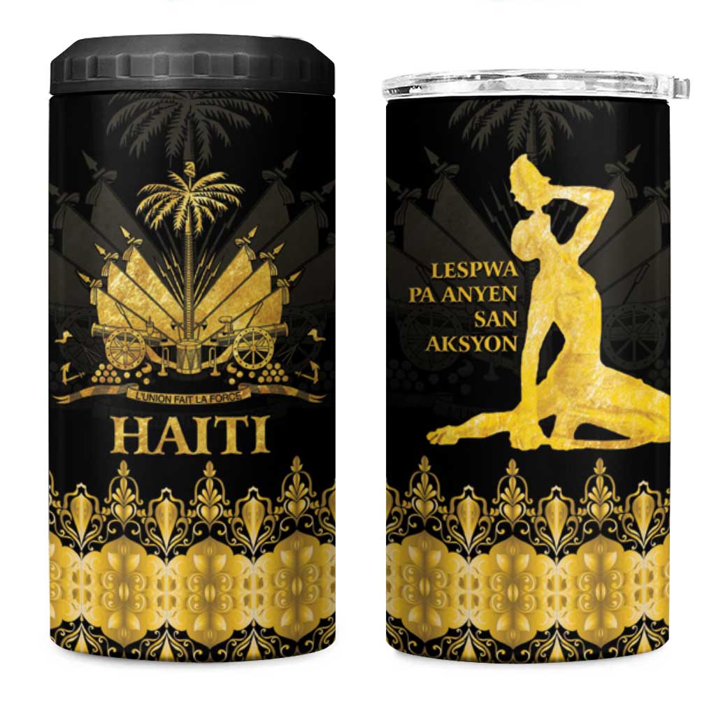 Haiti Neg Marron Gold 4 in 1 Can Cooler Tumbler Lespwa pa anyen san aksyon
