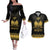 Haiti Neg Marron Gold Couples Matching Off The Shoulder Long Sleeve Dress and Hawaiian Shirt Lespwa pa anyen san aksyon