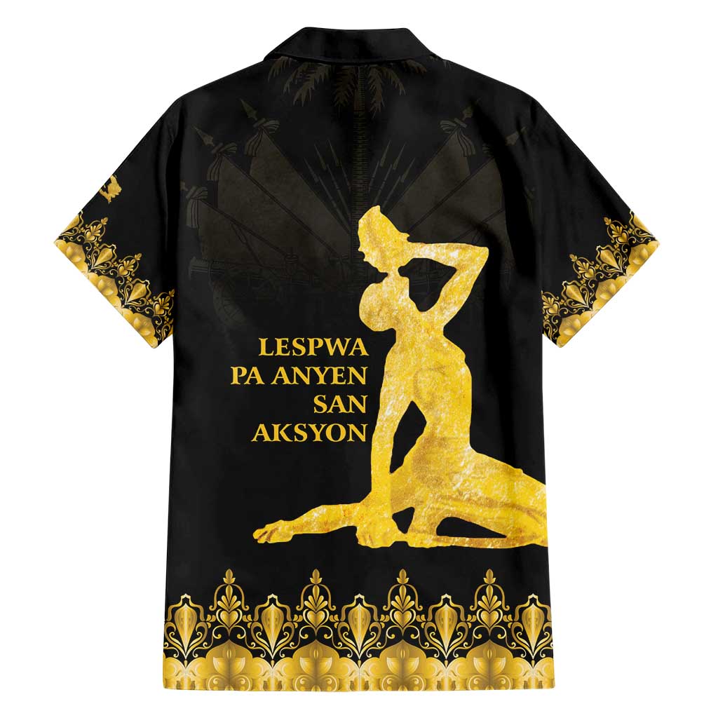 Haiti Neg Marron Gold Family Matching Short Sleeve Bodycon Dress and Hawaiian Shirt Lespwa pa anyen san aksyon