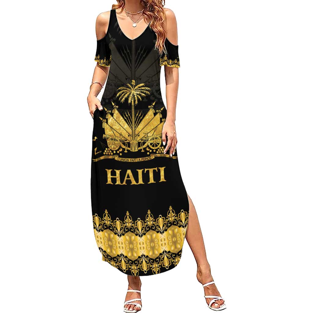 Haiti Neg Marron Gold Summer Maxi Dress Lespwa pa anyen san aksyon