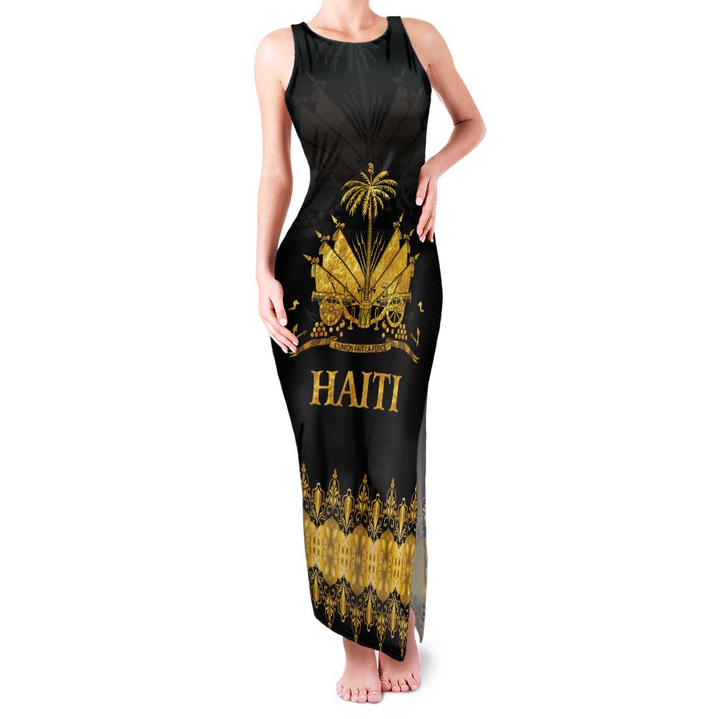 Haiti Neg Marron Gold Tank Maxi Dress Lespwa pa anyen san aksyon