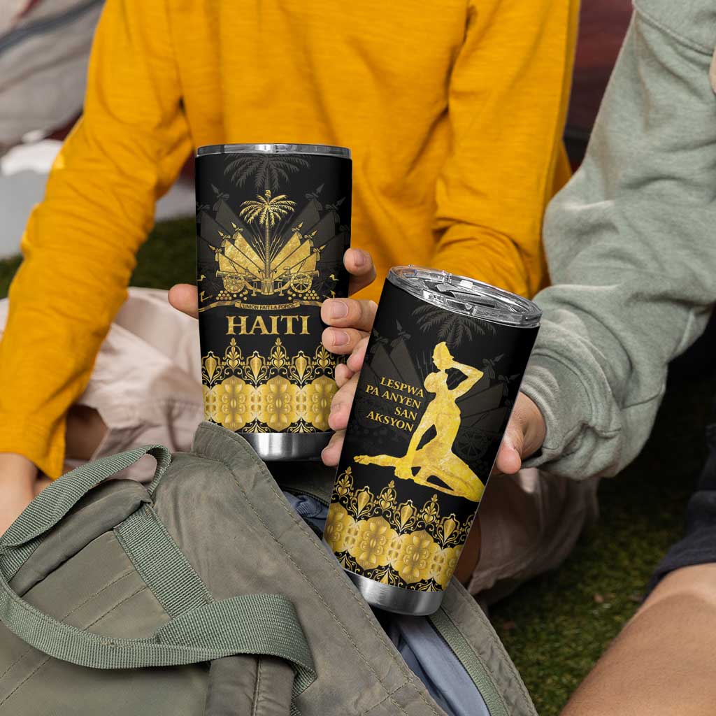 Haiti Neg Marron Gold Tumbler Cup Lespwa pa anyen san aksyon