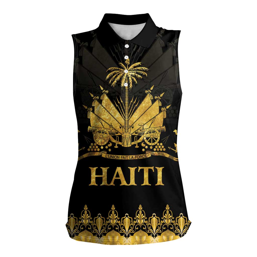 Haiti Neg Marron Gold Women Sleeveless Polo Shirt Lespwa pa anyen san aksyon