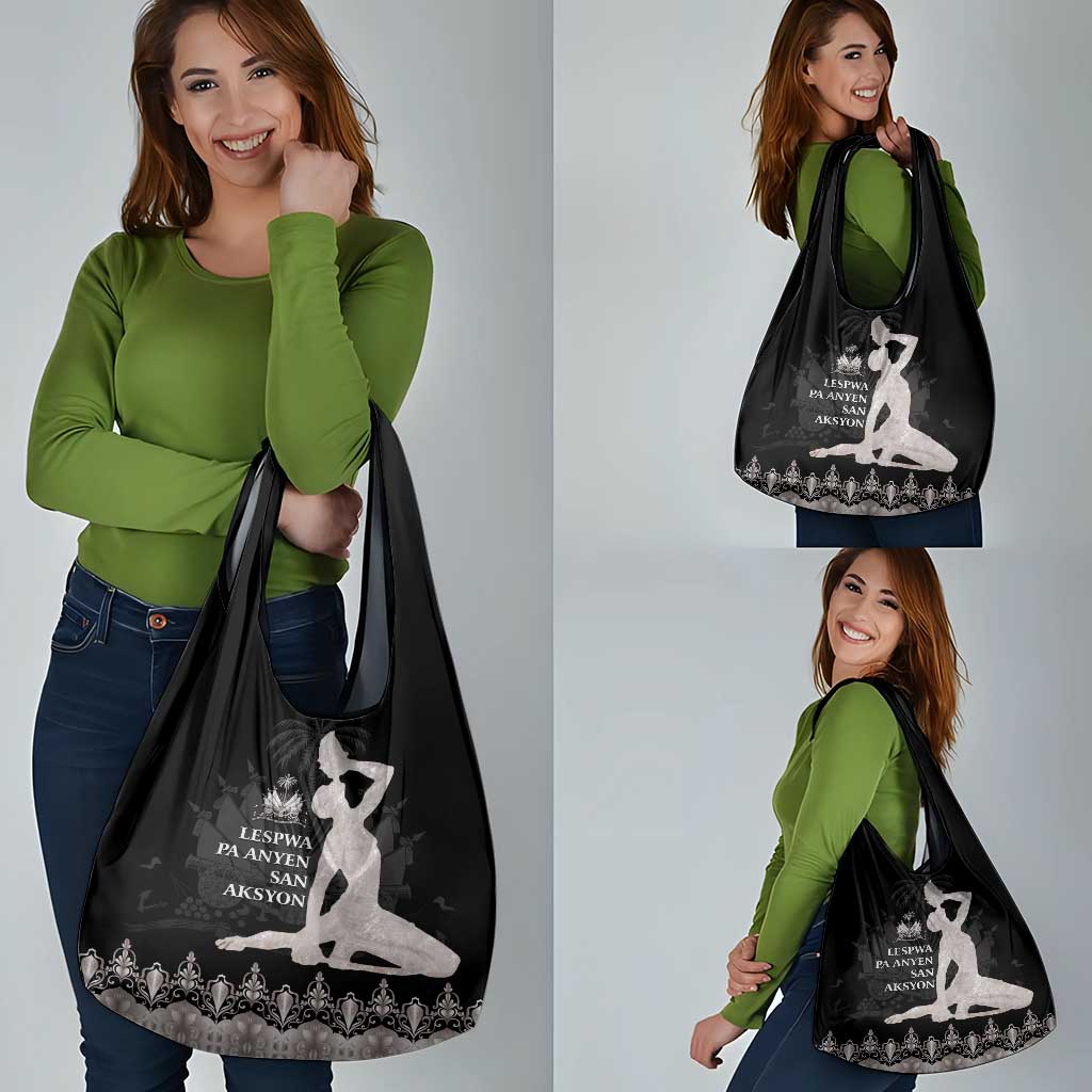 Haiti Neg Marron Silver Grocery Bag Hope is Nothing Without Action