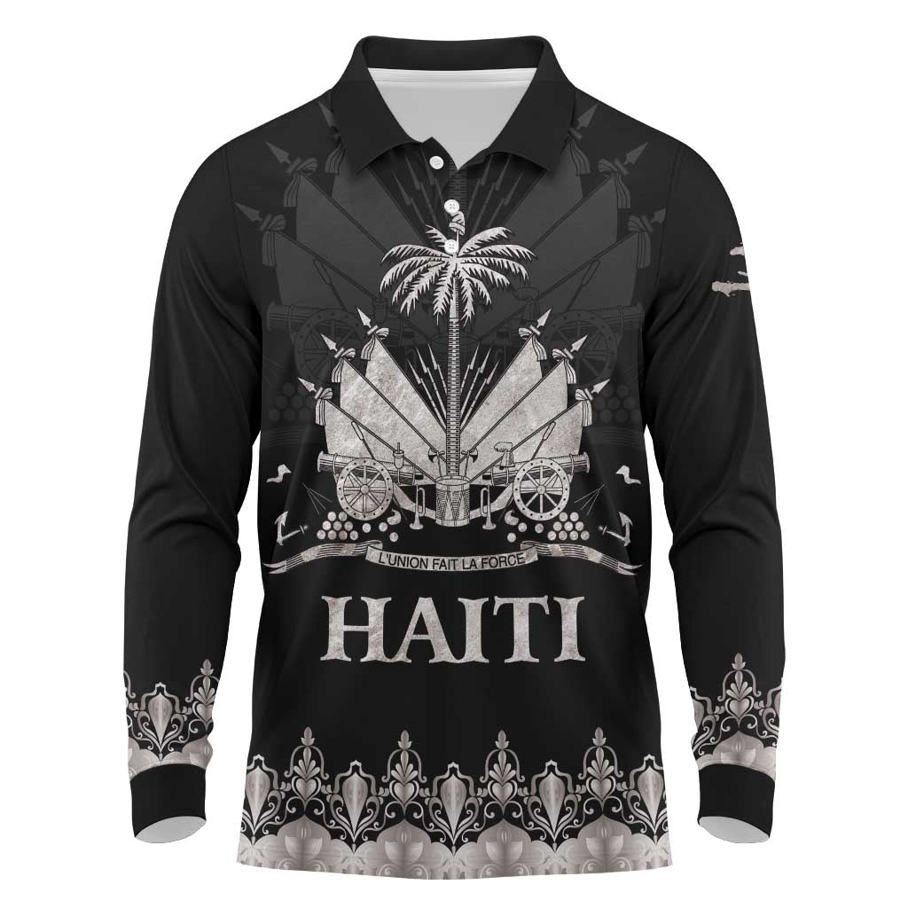 Haiti Neg Marron Silver Long Sleeve Polo Shirt Hope is Nothing Without Action LT01 Silver - Polynesian Pride