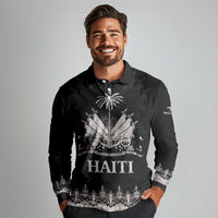 Haiti Neg Marron Silver Long Sleeve Polo Shirt Hope is Nothing Without Action LT01 - Polynesian Pride