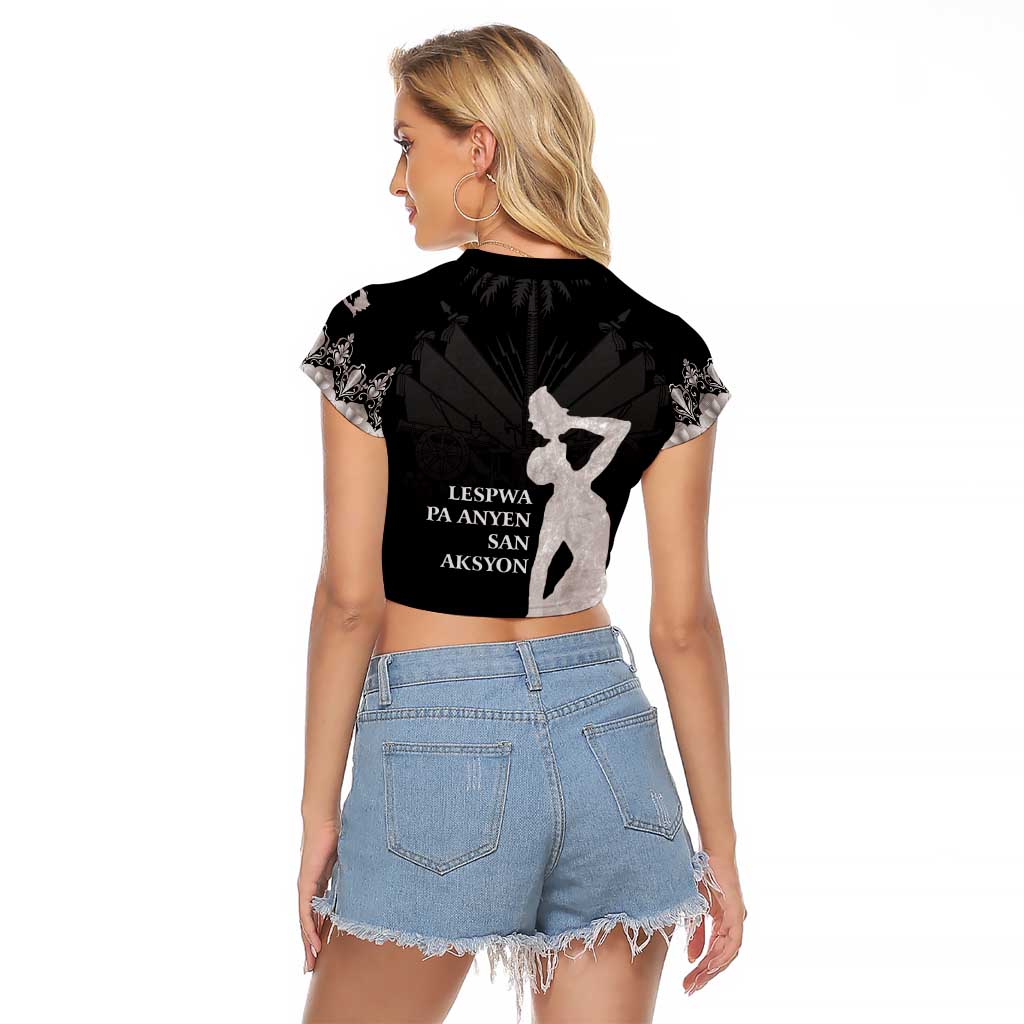 Haiti Neg Marron Silver Raglan Cropped T Shirt Hope is Nothing Without Action