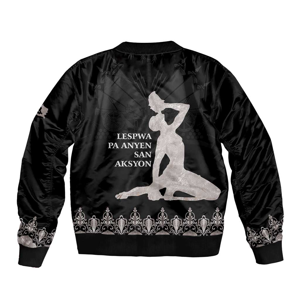 Haiti Neg Marron Silver Sleeve Zip Bomber Jacket Hope is Nothing Without Action