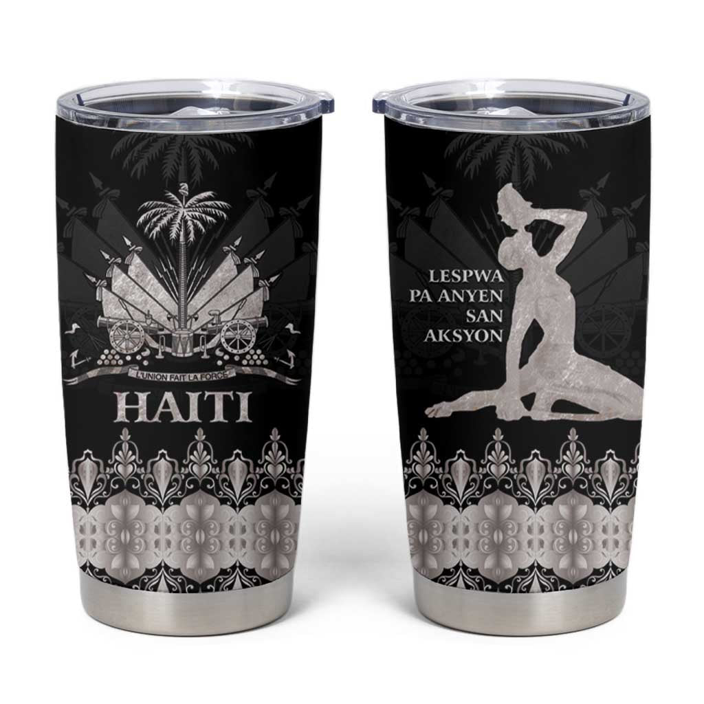 Haiti Neg Marron Silver Tumbler Cup Hope is Nothing Without Action