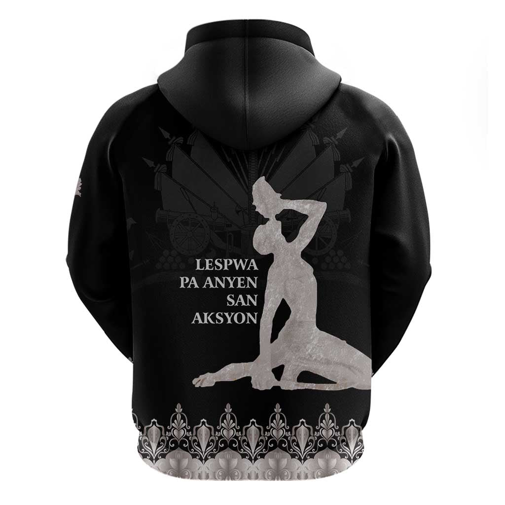 Haiti Neg Marron Silver Zip Hoodie Hope is Nothing Without Action
