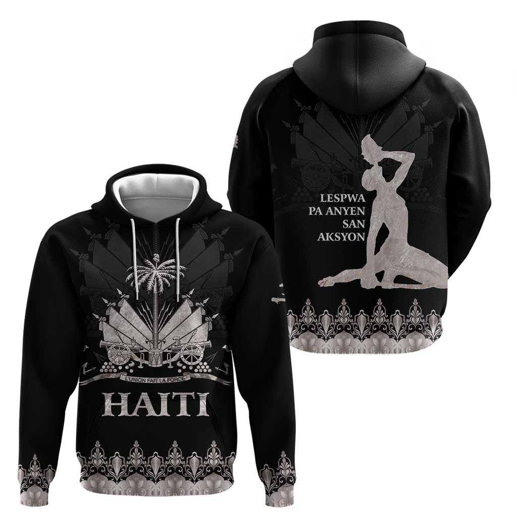 Haiti Neg Marron Silver Zip Hoodie Hope is Nothing Without Action