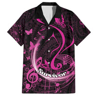 Personalised Survivor Melody Pink Family Matching Short Sleeve Bodycon Dress and Hawaiian Shirt Breast Cancer Polynesian Pattern LT01 Dad's Shirt - Short Sleeve Pink - Polynesian Pride
