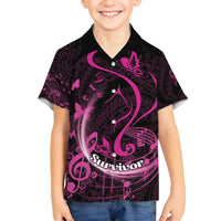 Personalised Survivor Melody Pink Family Matching Tank Maxi Dress and Hawaiian Shirt Breast Cancer Polynesian Pattern