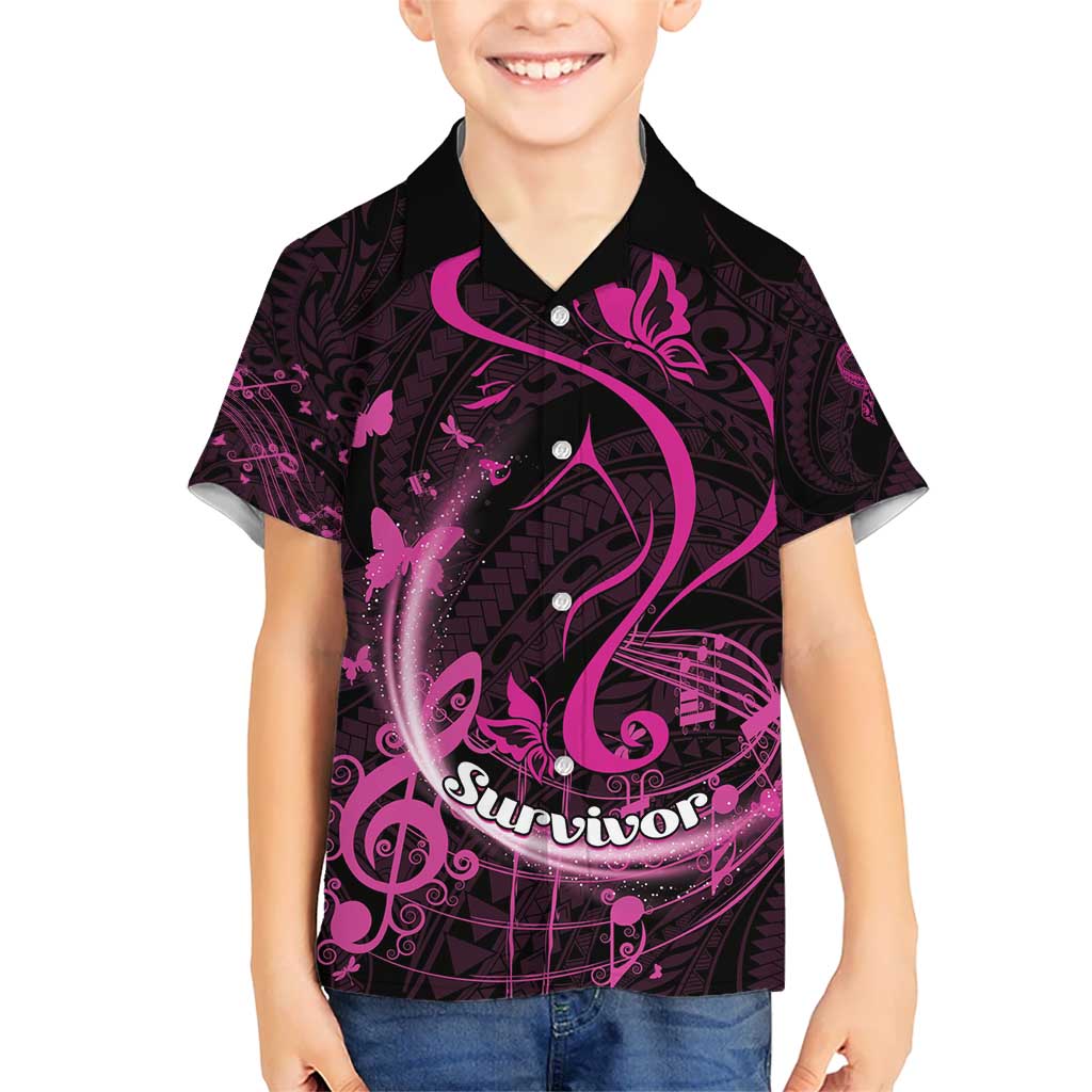 Personalised Survivor Melody Pink Hawaiian Shirt Breast Cancer Polynesian Pattern