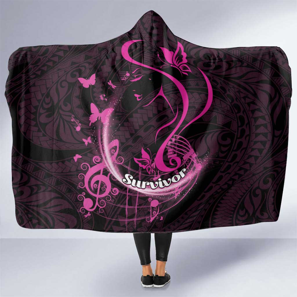 Survivor Melody Pink Hooded Blanket Breast Cancer Polynesian Pattern