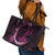 Survivor Melody Pink Leather Tote Bag Breast Cancer Polynesian Pattern