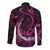 Personalised Survivor Melody Pink Long Sleeve Button Shirt Breast Cancer Polynesian Pattern