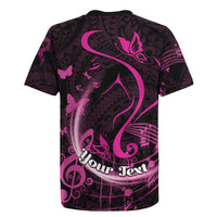 Personalised Survivor Melody Pink Rugby Jersey Breast Cancer Polynesian Pattern