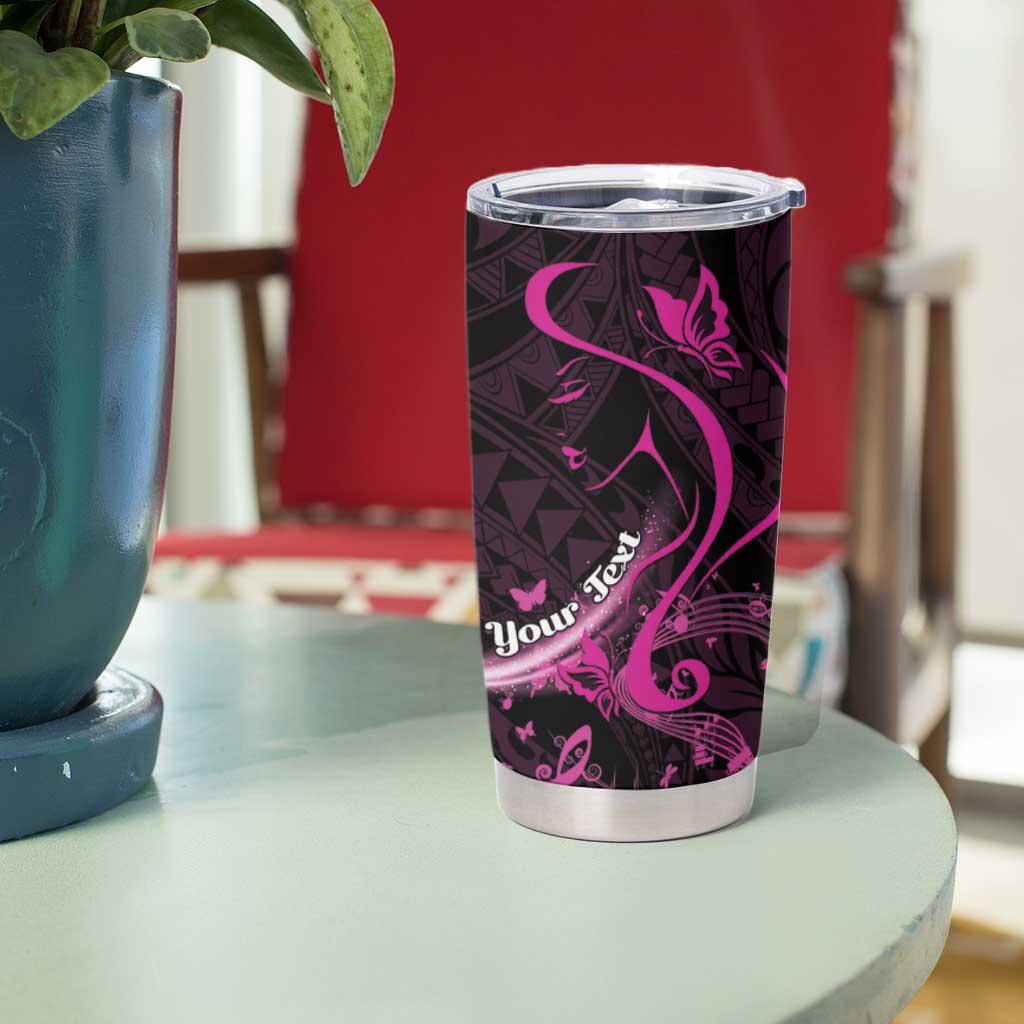Personalised Survivor Melody Pink Tumbler Cup Breast Cancer Polynesian Pattern