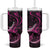 Personalised Survivor Melody Pink Tumbler With Handle Breast Cancer Polynesian Pattern