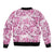 Pink Ribbon Hibiscus Tropical Pattern Bomber Jacket Breast Cancer