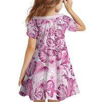 Pink Ribbon Hibiscus Tropical Pattern Family Matching Long Sleeve Bodycon Dress and Hawaiian Shirt Breast Cancer LT01 - Polynesian Pride