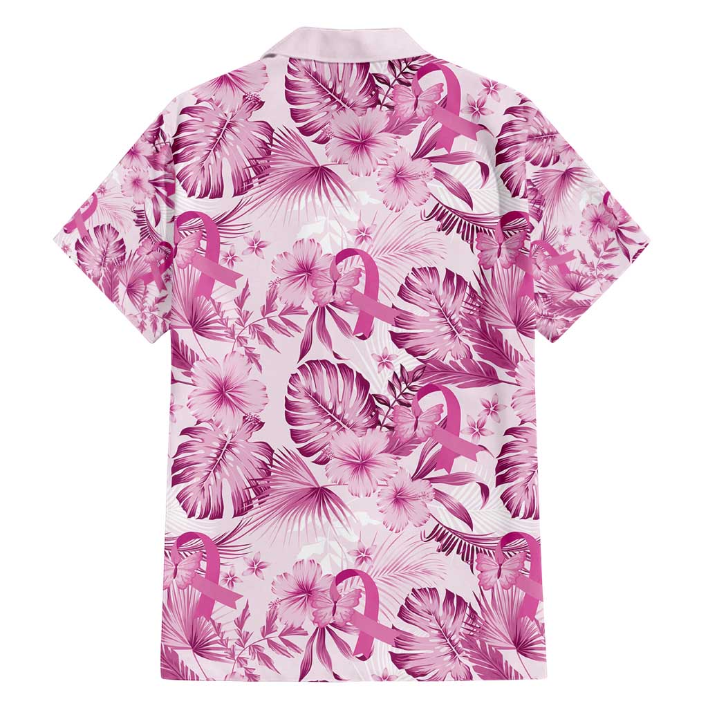Pink Ribbon Hibiscus Tropical Pattern Family Matching Long Sleeve Bodycon Dress and Hawaiian Shirt Breast Cancer LT01 - Polynesian Pride