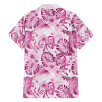 Pink Ribbon Hibiscus Tropical Pattern Family Matching Long Sleeve Bodycon Dress and Hawaiian Shirt Breast Cancer LT01 - Polynesian Pride