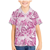Pink Ribbon Hibiscus Tropical Pattern Family Matching Mermaid Dress and Hawaiian Shirt Breast Cancer LT01 Son's Shirt Pink - Polynesian Pride