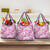 Pink Ribbon Hibiscus Tropical Pattern Grocery Bag Breast Cancer