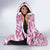 Pink Ribbon Hibiscus Tropical Pattern Hooded Blanket Breast Cancer