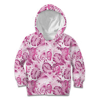 Pink Ribbon Hibiscus Tropical Pattern Kid Hoodie Breast Cancer