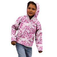 Pink Ribbon Hibiscus Tropical Pattern Kid Hoodie Breast Cancer