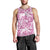 Pink Ribbon Hibiscus Tropical Pattern Men Tank Top Breast Cancer