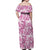 Pink Ribbon Hibiscus Tropical Pattern Off Shoulder Maxi Dress Breast Cancer