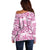 Pink Ribbon Hibiscus Tropical Pattern Off Shoulder Sweater Breast Cancer