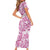 Pink Ribbon Hibiscus Tropical Pattern Short Sleeve Bodycon Dress Breast Cancer