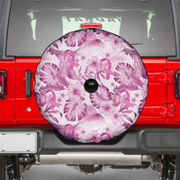 Pink Ribbon Hibiscus Tropical Pattern Spare Tire Cover Breast Cancer
